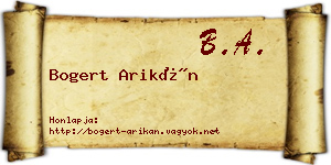 Bogert Arikán névjegykártya